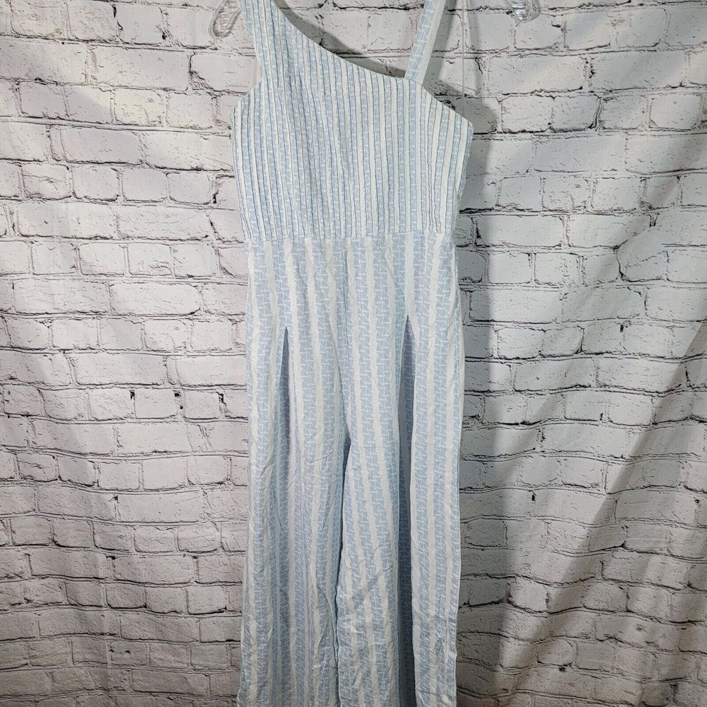 Habitual Girl Jumpsuit Girls 16 Blue White‎ Excellent One Shoulder Linen Blend